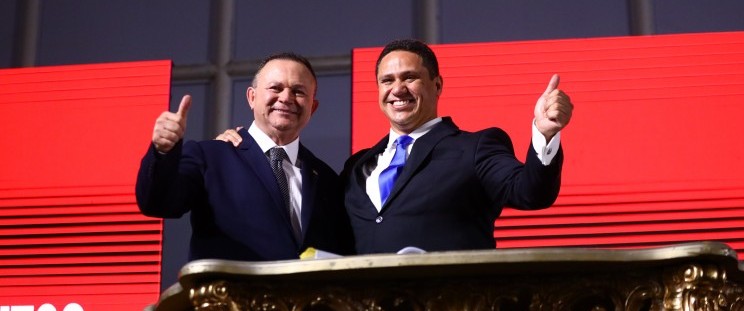 Governador Carlos Brandão e o novo secretário de Agricultura e Pecuária, Diego Rolim, empossado neste sábado